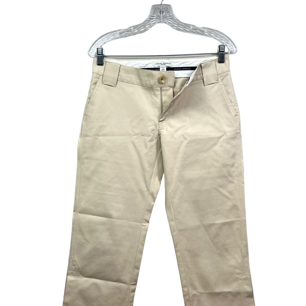 Banana Republic Pants Martin Crop Chino Stretch Slit Ankle Hem Beige Women Sz 4* - Picture 3 of 6